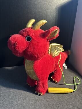 Manhattan Toy Red Dragon Puppet Plush Gold Wings Horns Working Controller